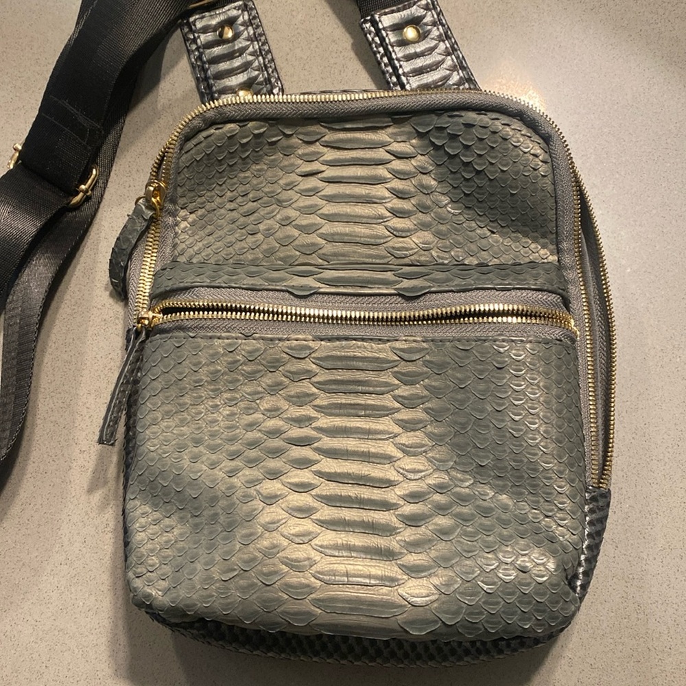 Custom Made Blue-Gray Python Crossbody